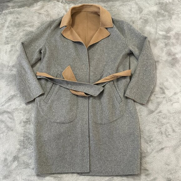 rag & bone Jackets & Blazers - Rag & Bone Gray Tan Reversible Wool Blend Belted Trench Coat Jacket Medium*